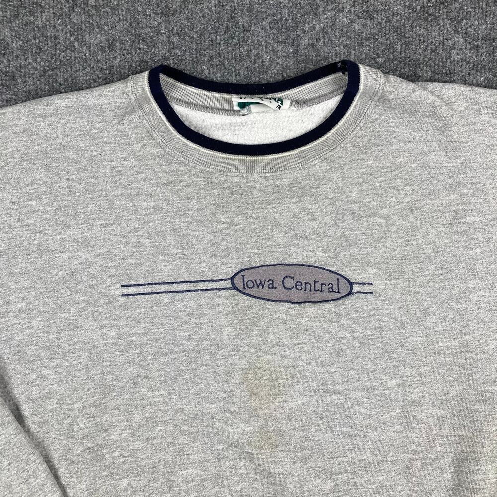 Winona Central Sweatshirt Mens Size XL Gray Navy Trim Crewneck Embroidered USA